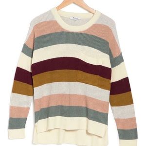 Madewell Thompson Pocket Pullover in Rainbow Stripe - size Medium